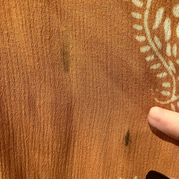 Nusantara Set Pants Shirt Orange Size Small Hippie Gauze button Up Swirl - Picture 3 of 9